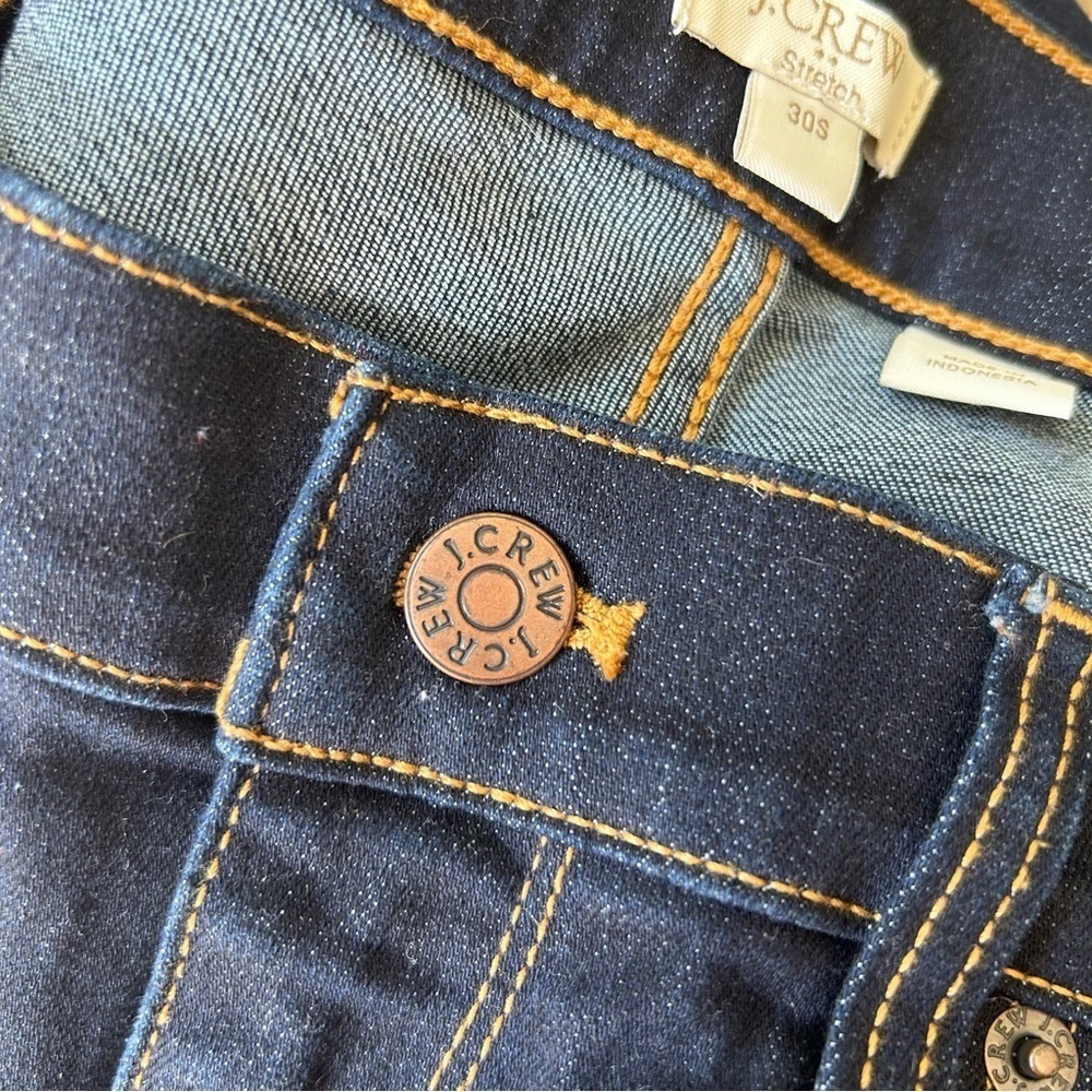 J. Crew Blue Dark Wash Stretch Jeans Straight Leg Short - Picture 6 of 6